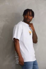 Unisex Baskılı Oversize T-Shirt - Beyaz - Görsel 3