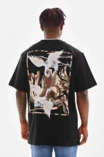 Unisex Baskılı Oversize T-Shirt - Siyah - Görsel 2