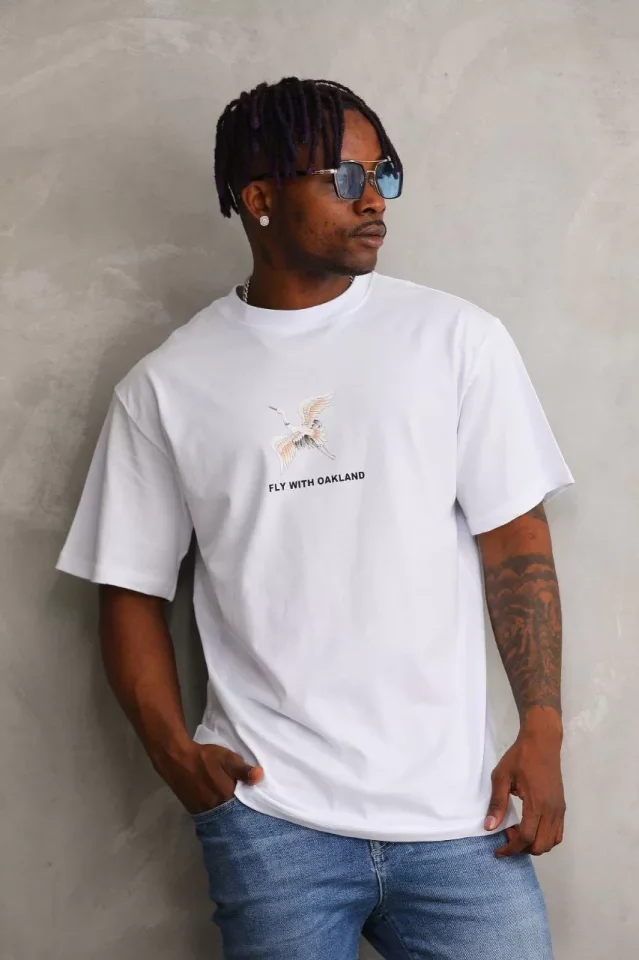 TY65fcab186141365fcab1861415 Unisex Baskılı Oversize T-Shirt - Beyaz - Görsel 1