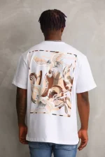 Unisex Baskılı Oversize T-Shirt - Beyaz - Görsel 2