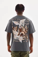 Unisex Baskılı Oversize T-Shirt - Füme - Görsel 2