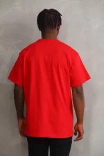 Unisex Baskılı Oversize T-Shirt - Kırmızı - Görsel 2