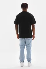 Unisex Baskılı Oversize T-Shirt - Siyah - Görsel 2