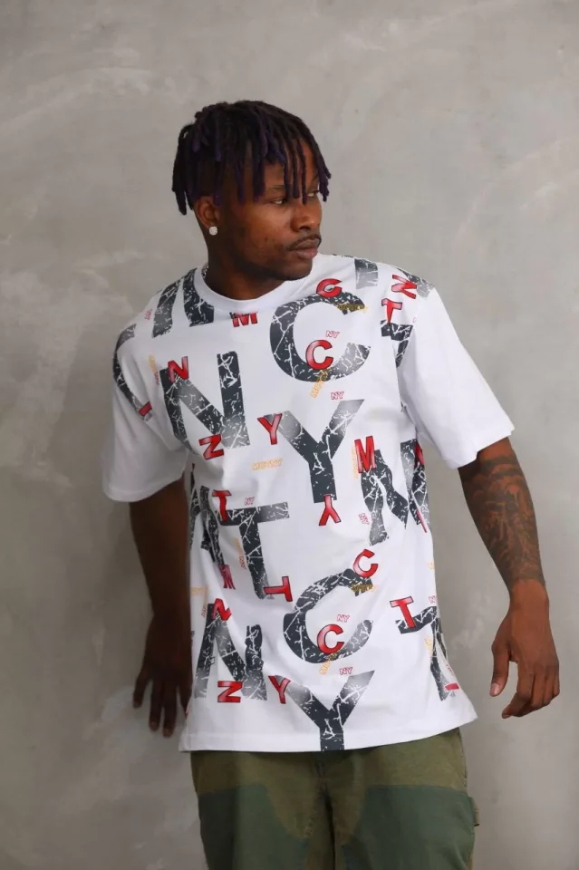 TY65fdf5cab4c9b65fdf5cab4c9f Unisex Baskılı Oversize T-Shirt - Beyaz - Görsel 1