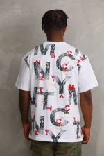 Unisex Baskılı Oversize T-Shirt - Beyaz - Görsel 2