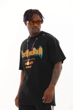 Unisex Oversize Kolye Dahil T-Shirt - Siyah - Görsel 2