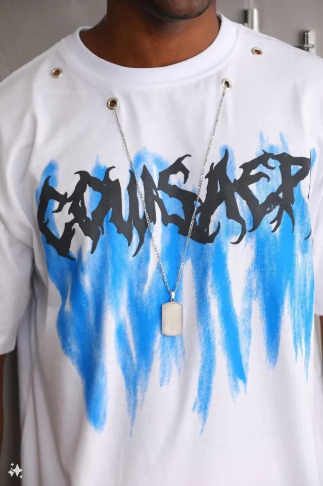 TY65fdf601ac3aa65fdf601ac3ad Unisex Oversize Kolye Dahil T-Shirt - Beyaz - Görsel 1