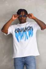 Unisex Oversize Kolye Dahil T-Shirt - Beyaz - Görsel 3