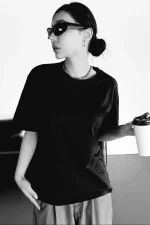 Unisex Baskılı Oversize T-Shirt - Siyah - Görsel 2