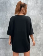 Unisex Baskılı Oversize T-Shirt - Siyah - Görsel 2