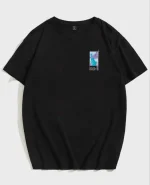 Unisex Baskılı Oversize T-Shirt - Siyah - Görsel 2