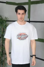 Unisex Baskılı Oversize T-Shirt - Beyaz - Görsel 2