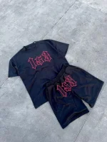 Erkek Nakış İşlemeli Şortlu Takım - Siyah - Görsel 2