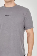 Unisex Jakar Kumaş Slim Fit T-Shirt - Boyalı Gri - Görsel 3