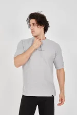 Unisex Waffle Kumaş Rahat Kol T-Shirt - Boyalı Gri - Görsel 2