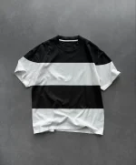 Unisex Bisiklet Yaka Parçalı T-Shirt - Siyah - Görsel 2