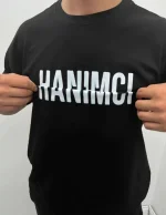 Unisex Bisiklet Yaka Katlanan Baskılı T-Shirt - Siyah - Görsel 2