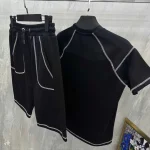 Unisex Karoyaka Dikişli Şortlu Takım - Siyah - Görsel 2