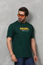 Unisex Basic Bisiklet Yaka Oversize T-Shirt - Yeşil - Görsel 2