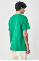 Unisex Düz Biskilet Yaka Oversize T-shirt - Yeşil - Görsel 2