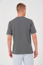 Unisex Düz Biskilet Yaka Oversize T-shirt - Füme - Görsel 2