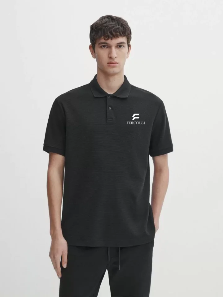 TY669246666aef1669246666aef4 Yakası Düğmeli Yakalı Pike Baskılı T-Shirt - Beyaz - Görsel 1