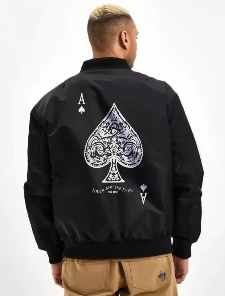 TY66959239d796466959239d7967 Unisex Uzun Kol Baskılı Bomber Ceket - Siyah - Görsel 1