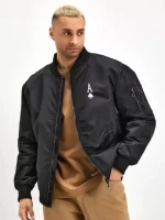 Unisex Uzun Kol Baskılı Bomber Ceket - Siyah - Görsel 2