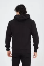 Unisex Tam Fermuarlı Kapşonlu  SweatShirt - Siyah - Görsel 2