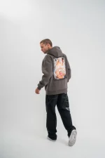 POLIZEI Premium Kalite Kapşonlu Dijital Patchli SweatShirt - Füme - Görsel 2