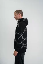 POLIZEI Premium Kalite Kapşonlu Varak Ve Pano Baskılı SweatShirt - Siyah - Görsel 3