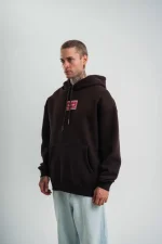 POLIZEI Premium Kalite Unisex Kapşonlu Dijital Patchli SweatShirt - Kahve - Görsel 3