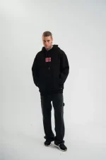 POLIZEI Premium Kalite Unisex Kapşonlu Dijital Patchli SweatShirt - Siyah - Görsel 3