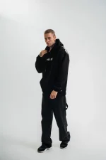 Kapşonlu Double Oversize Dijital Patchli SweatShirt - Siyah - Görsel 2