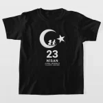 23 Nisan Çocuk Bayramı Baskılı Özel T-shirt - Siyah - Görsel 2