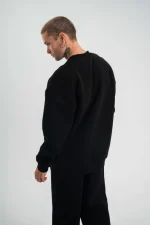 Uzun Kol Bisiklet Yaka Basic SweatShirt - Siyah - Görsel 3