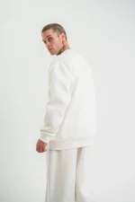 Uzun Kol Bisiklet Yaka Basic SweatShirt - Beyaz - Görsel 3