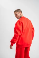 Uzun Kol Bisiklet Yaka Basic SweatShirt - Kırmızı - Görsel 2