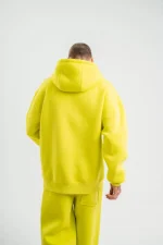 Unisex Double Oversize Kapşonlu Basic SweatShirt - Sarı - Görsel 2