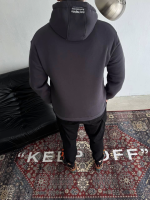 Üç İplik Kapşonlu Baskılı SweatShirt - Füme - Görsel 2