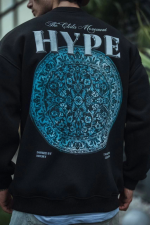 Üç İplik Bisiklet Yaka Baskılı SweatShirt - Siyah - Görsel 3