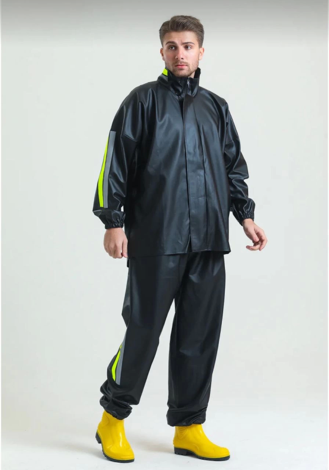 TY66f6787a1f8ea66f6787a1f8ec Unisex Tam Kalıp Motorcu Kurye Su Gecirmez Yağmurluk Takım - Siyah - Görsel 1