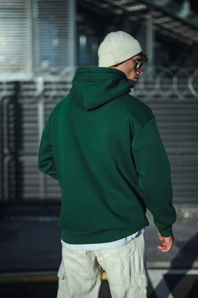 TY66f872c665db366f872c665db5 Üç İplik Penye Kapşonlu Basic SweatShirt - Haki - Görsel 1