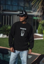 Kışlık Bisiklet Yaka Baskılı SweatShirt - Siyah - Görsel 2