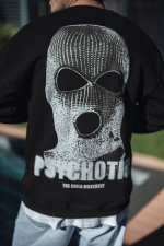 Kışlık Bisiklet Yaka Baskılı SweatShirt - Siyah - Görsel 3