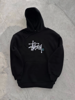 Üç İplik Kapşonlu Baskılı SweatShirt - Siyah - Görsel 2