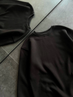 Kışlık Bisiklet Yaka Üç İplik Basic SweatShirt - Siyah - Görsel 3