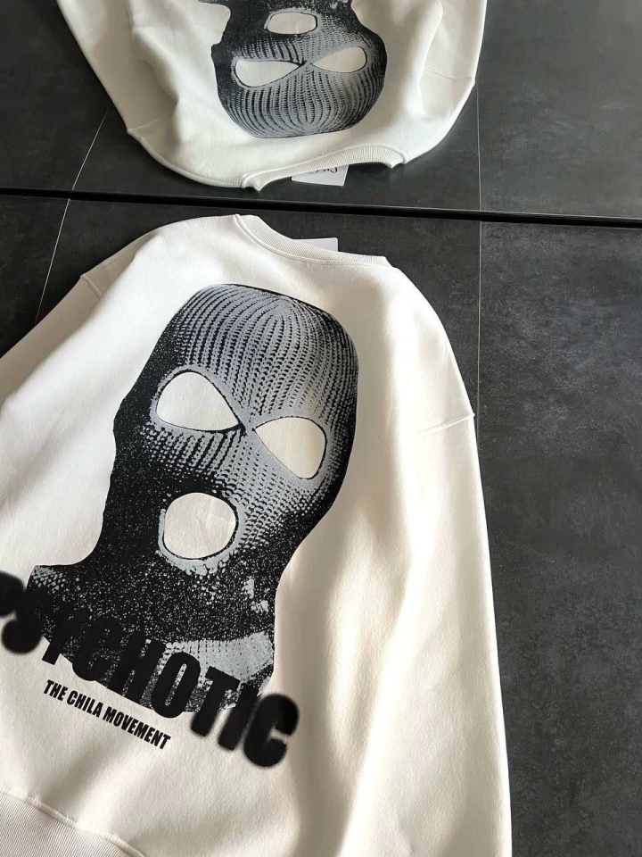 TY66ff0a6f0569166ff0a6f05693 Kışlık Bisiklet Yaka Baskılı SweatShirt - Beyaz - Görsel 1