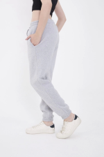 Üç İplik Basic Lastikli Eşofman Pantolon - Gri - Görsel 3