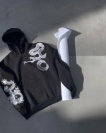 Uzun Kol Kapşonlu Baskılı SweatShirt - Siyah - Görsel 2